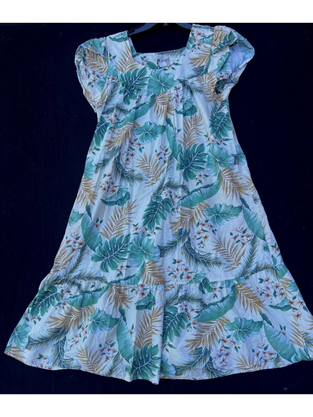 Aloha Republic Womens XL Hawaiian Floral Cotton Mumu Dress Made In Hawaii Short